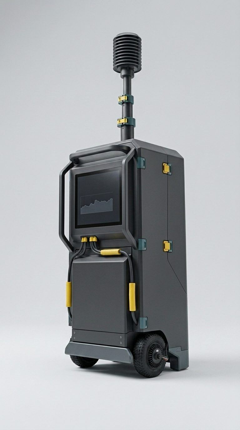 ENVIRO GO: mobile instrument with screen on the handle, transport wheel and extended mast